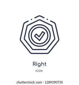 Linear right icon from Arrows outline collection. Thin line right vector isolated on white background. right trendy illustration