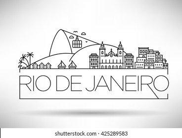 Linear Rio de Janeiro City, Brasil Silhouette con diseño tipográfico