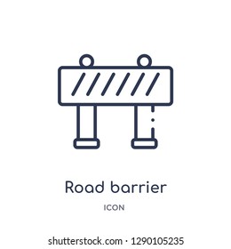 Linear road barrier icon from Construction outline collection. Thin line road barrier vector isolated on white background. road barrier trendy illustration