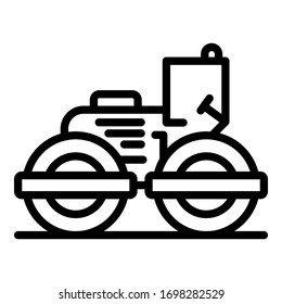 Linear road roller icon. Outline linear road roller vector icon for web design isolated on white background