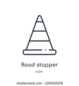 Linear Road Stopper Icon From Construction Outline Collection. Thin Line Road Stopper Vector Isolated On White Background. Road Stopper Trendy Illustration