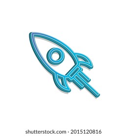 Linear rocket icon. Spaceship in outline style on white. Vector modern flat design element for mobile application and web design.