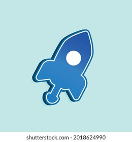Linear rocket icon. Spaceship in outline style on white. Vector modern flat design element for mobile application and web design.