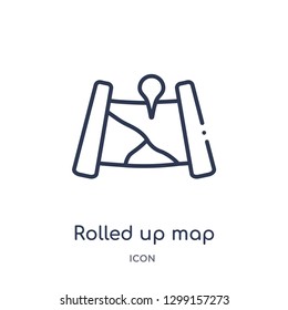 Linear rolled up map icon from Maps and locations outline collection. Thin line rolled up map icon isolated on white background. rolled up map trendy illustration