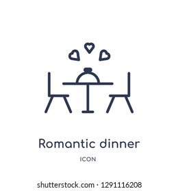 Linear romantic dinner icon from Birthday party outline collection. Thin line romantic dinner vector isolated on white background. romantic dinner trendy illustration