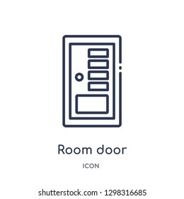 Linear room door icon from Miscellaneous outline collection. Thin line room door icon isolated on white background. room door trendy illustration