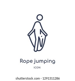 Linear rope jumping icon from Behavior outline collection. Thin line rope jumping vector isolated on white background. 