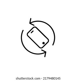 Linear rotate phone icon isolated on white background