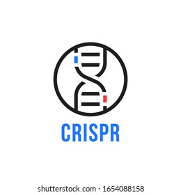 linear round human genome editing logo. concept of embryo modification of the genome or heredity. minimal flat thin line trend modern crispr cas-9 logotype stroke design isolated on white background