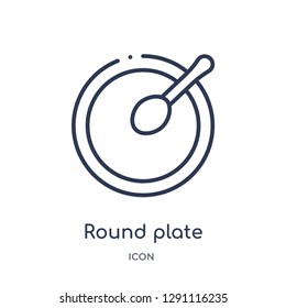 Linear round plate icon from Bistro and restaurant outline collection. Thin line round plate vector isolated on white background. round plate trendy illustration