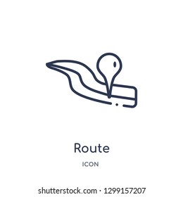 Linear route icon from Map and location outline collection. Thin line route icon isolated on white background. route trendy illustration