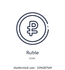 Linear ruble icon from Culture outline collection. Thin line ruble icon vector isolated on white background. ruble trendy illustration