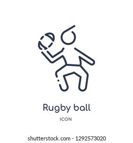 Linear rugby ball icon from Free time outline collection. Thin line rugby ball icon vector isolated on white background. rugby ball trendy illustration