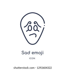 Linear sad emoji icon from Emoji outline collection. Thin line sad emoji icon vector isolated on white background. sad emoji trendy illustration