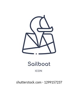 Linear sailboat icon from Maps and locations outline collection. Thin line sailboat icon isolated on white background. sailboat trendy illustration
