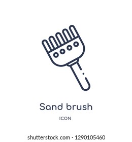 Linear sand brush icon from Construction outline collection. Thin line sand brush vector isolated on white background. sand brush trendy illustration