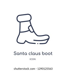 Linear santa claus boot icon from Christmas outline collection. Thin line santa claus boot vector isolated on white background. santa claus boot trendy illustration