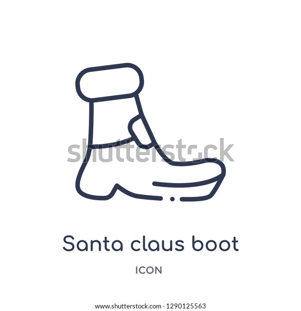 Linear Santa Claus Boot Icon Christmas Stock Vector (Royalty