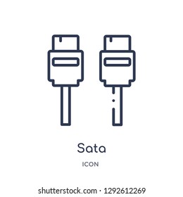 Linear sata icon from Electronic devices outline collection. Thin line sata icon vector isolated on white background. sata trendy illustration