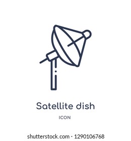 Linear satellite dish icon from Comunation outline collection. Thin line satellite dish vector isolated on white background. satellite dish trendy illustration