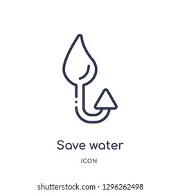 Linear save water icon from Ecology outline collection. Thin line save water icon vector isolated on white background. save water trendy illustration