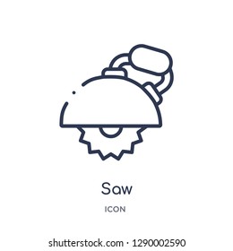 Linear saw icon from Construction tools outline collection. Thin line saw vector isolated on white background. saw trendy illustration
