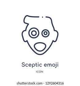 Linear sceptic emoji icon from Emoji outline collection. Thin line sceptic emoji icon vector isolated on white background. sceptic emoji trendy illustration