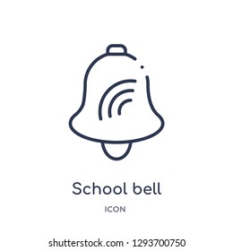 Linear school bell icon from Education outline collection. Thin line school bell icon vector isolated on white background. school bell trendy illustration