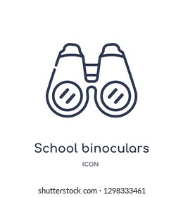 Linear school binoculars icon from General outline collection. Thin line school binoculars icon isolated on white background. school binoculars trendy illustration