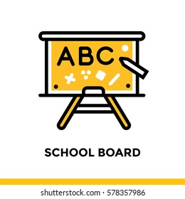 Linear SCHOOL BOARD  icon for education. Pictogram in outline style. Vector modern flat design element for mobile application and web design