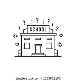 linear school building like education. flat stroke style trend modern construction logotype graphic art minimal design isolated on white background. concept of place to gain experience and knowledge
