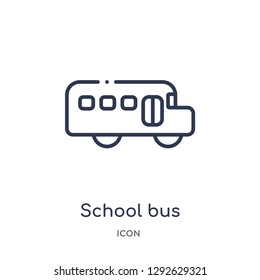 Linear school bus icon from Education outline collection. Thin line school bus icon vector isolated on white background. school bus trendy illustration