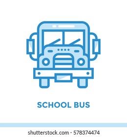 Linear SCHOOL BUS icon for education. Pictogram in outline style. Vector modern flat design element for mobile application and web design 