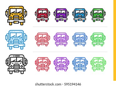 Linear SCHOOL BUS icon for education. Vector line icons suitable for info graphics, print media and interfaces 