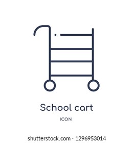 Linear school cart icon from Education outline collection. Thin line school cart icon isolated on white background. school cart trendy illustration