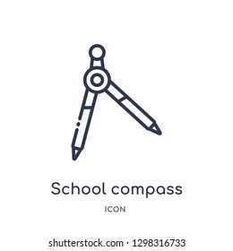 Linear school compass icon from Miscellaneous outline collection. Thin line school compass icon isolated on white background. school compass trendy illustration