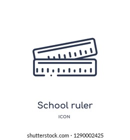 Linear school ruler icon from Construction tools outline collection. Thin line school ruler vector isolated on white background. school ruler trendy illustration