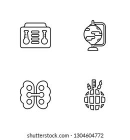 Linear Science, Brain, Globe, Internet Vector Illustration Of 4 outline Icons. 
