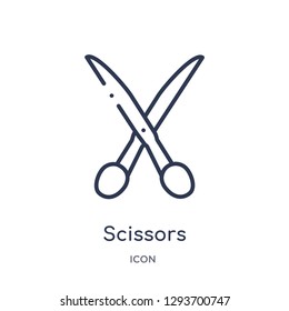 Linear scissors icon from Education outline collection. Thin line scissors icon vector isolated on white background. scissors trendy illustration