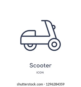 Linear scooter icon from Delivery and logistic outline collection. Thin line scooter icon vector isolated on white background. scooter trendy illustration