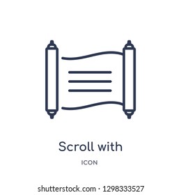 Linear scroll with message inside icon from General outline collection. Thin line scroll with message inside icon isolated on white background. scroll with message inside trendy illustration