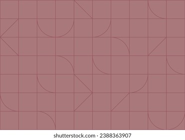 Linear seamless art deco pattern drawing in linear style on coral background