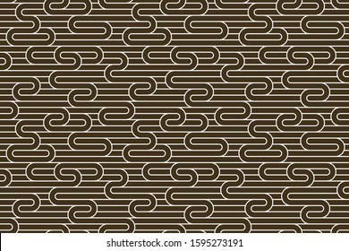 Linear seamless background with twisted lines, vector abstract geometric pattern, stripy weaving, optical maze, web network.
