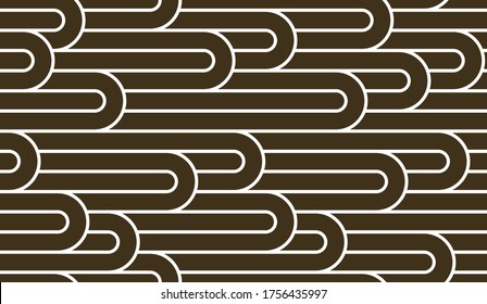 Linear seamless background with twisted lines, vector abstract geometric pattern, stripy weaving, optical maze, web network. Black and white design.