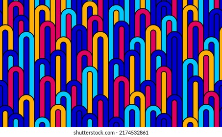 Linear seamless background with twisted lines, vector abstract geometric pattern, stripy weaving, optical maze, web network. Colorful design.