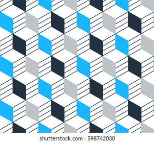 Linear seamless blue pattern, thin lines. Subtle geometric vector background