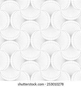 Linear seamless pattern with abstract 3D shapes. Sea shells. Vector abstract background. 
