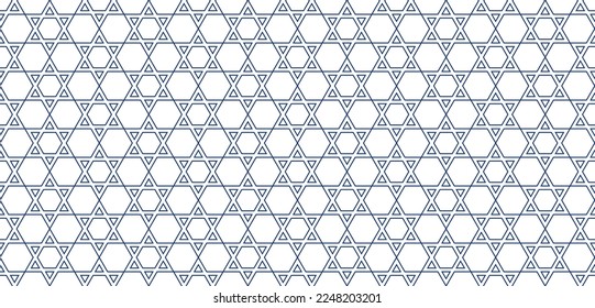 Linear seamless pattern with grid of Jewish stars vector illustration svg