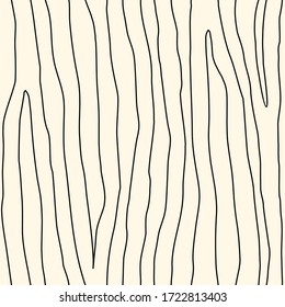 Linear seamless pattern. Handdrawn zebra skin, wood texture. Freehand minimal graphic surface print. Organic, natural striped background. Repeating outlline stripes motif. Vector abstract wallpaper