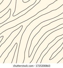 Linear seamless pattern. Handdrawn zebra skin, wood texture. Freehand minimal graphic surface print. Organic, natural striped background. Repeating outlline stripes motif. Vector abstract wallpaper